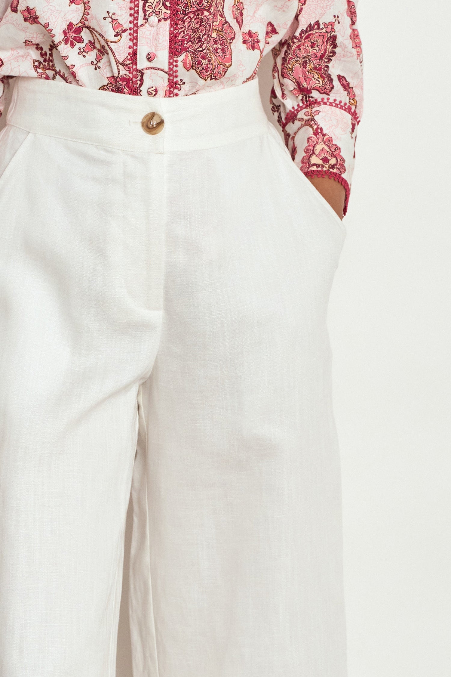 ZOE KRATZMANN FRAME PANT LYOCELL LINEN PORCELAIN WHITE IVORY