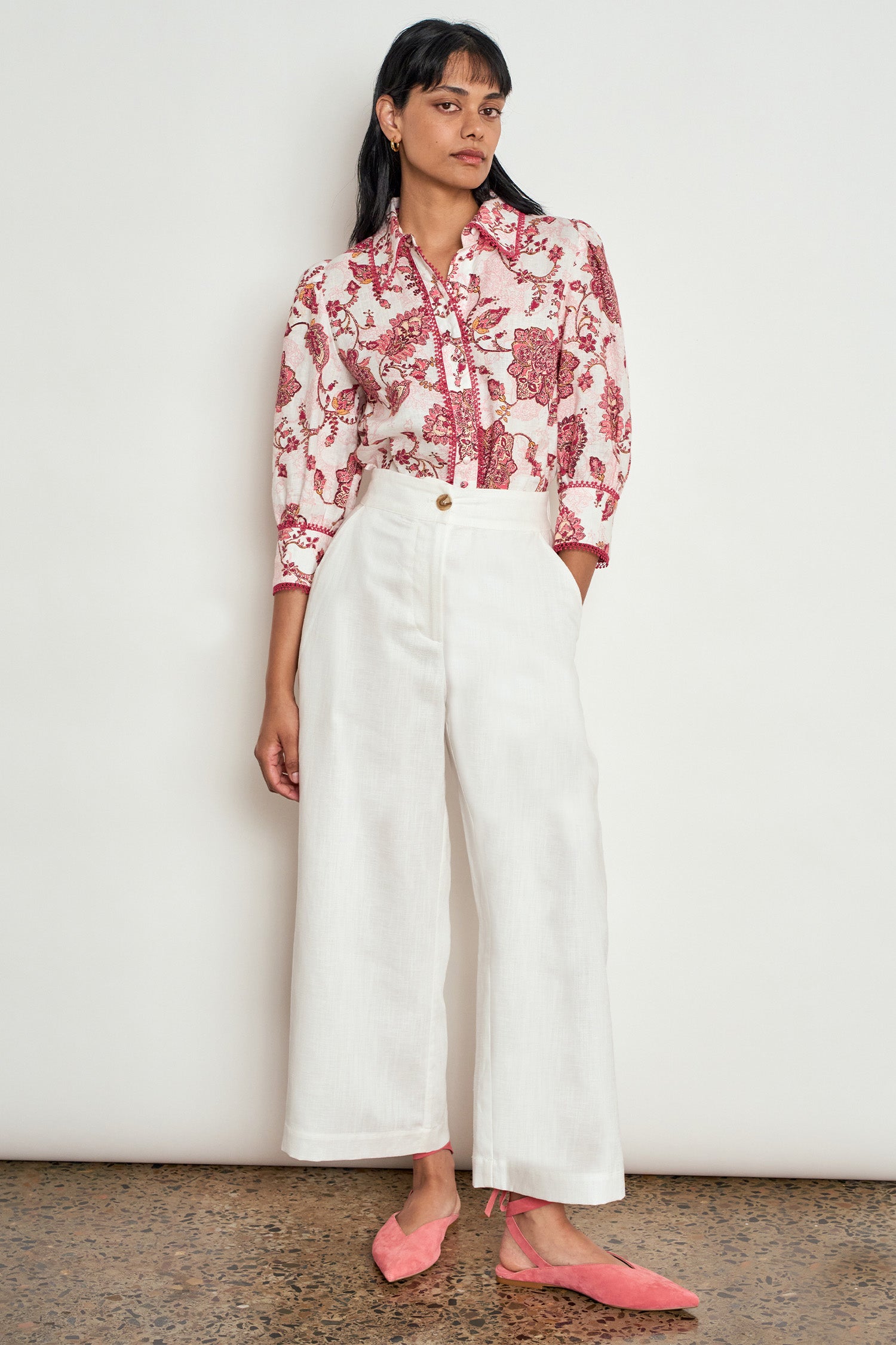 ZOE KRATZMANN FRAME PANT LYOCELL LINEN PORCELAIN WHITE IVORY