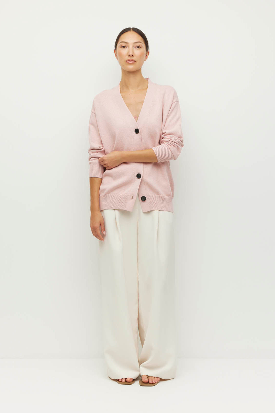 JULIETTE HOGAN MARVIN CARDI COTTON KNIT CARDIGAN PINK