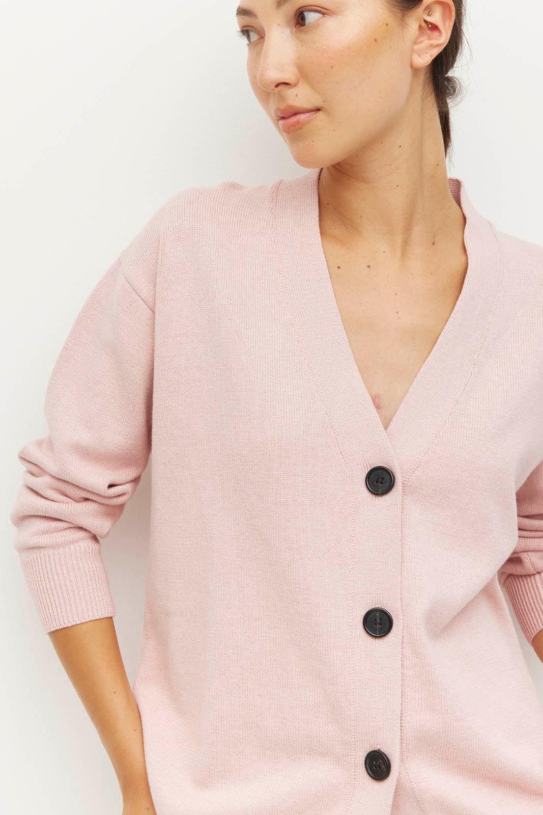 JULIETTE HOGAN MARVIN CARDI COTTON KNIT CARDIGAN PINK