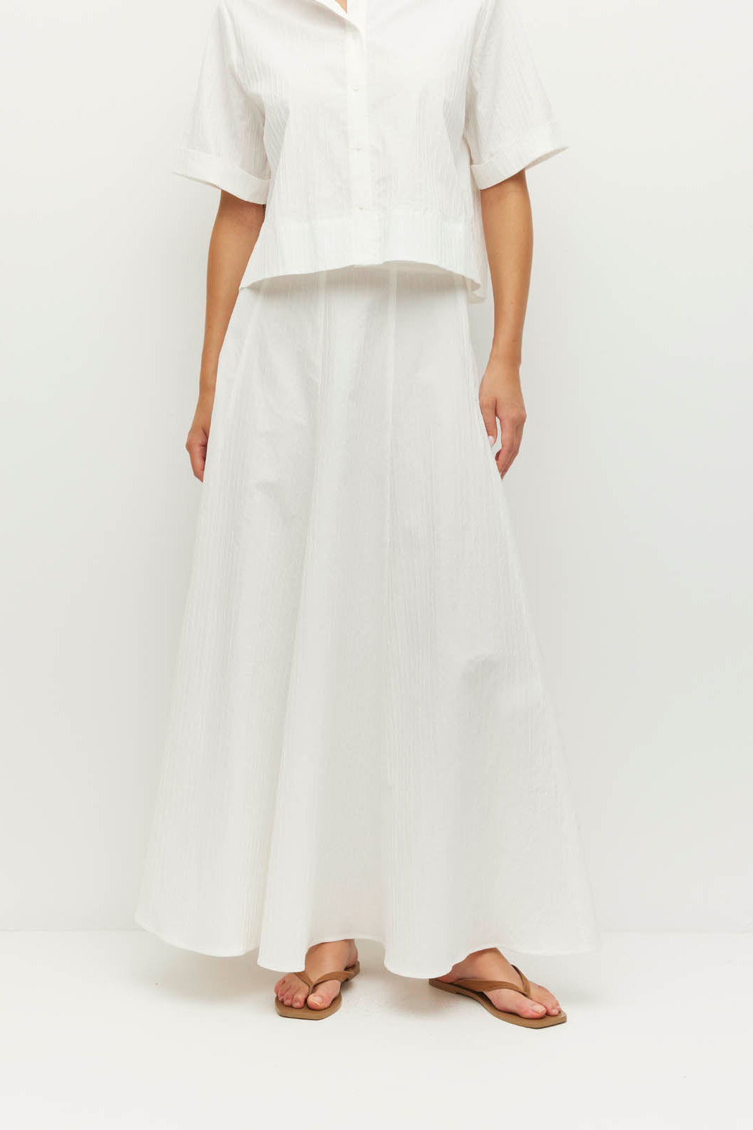 ULIETTE HOGAN RHODES SKIRT COTTON SPANDEX MAXI A LINE WHITE SKIRT