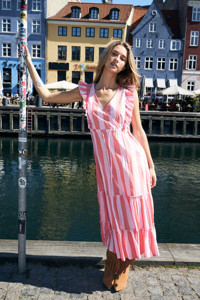 SAMO STRIPE MIDI DRESS