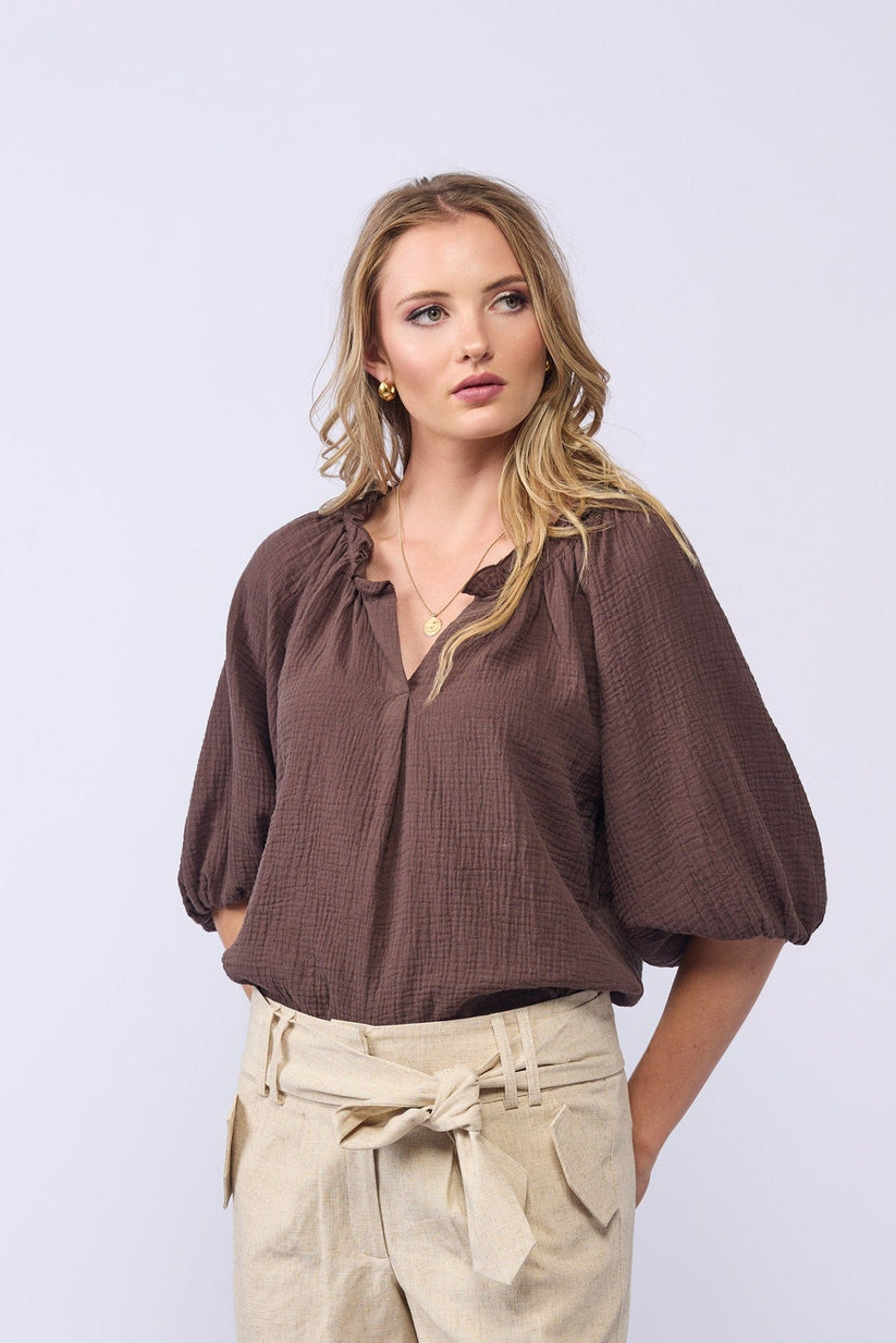COTTON BREEZE TOP MOCHA