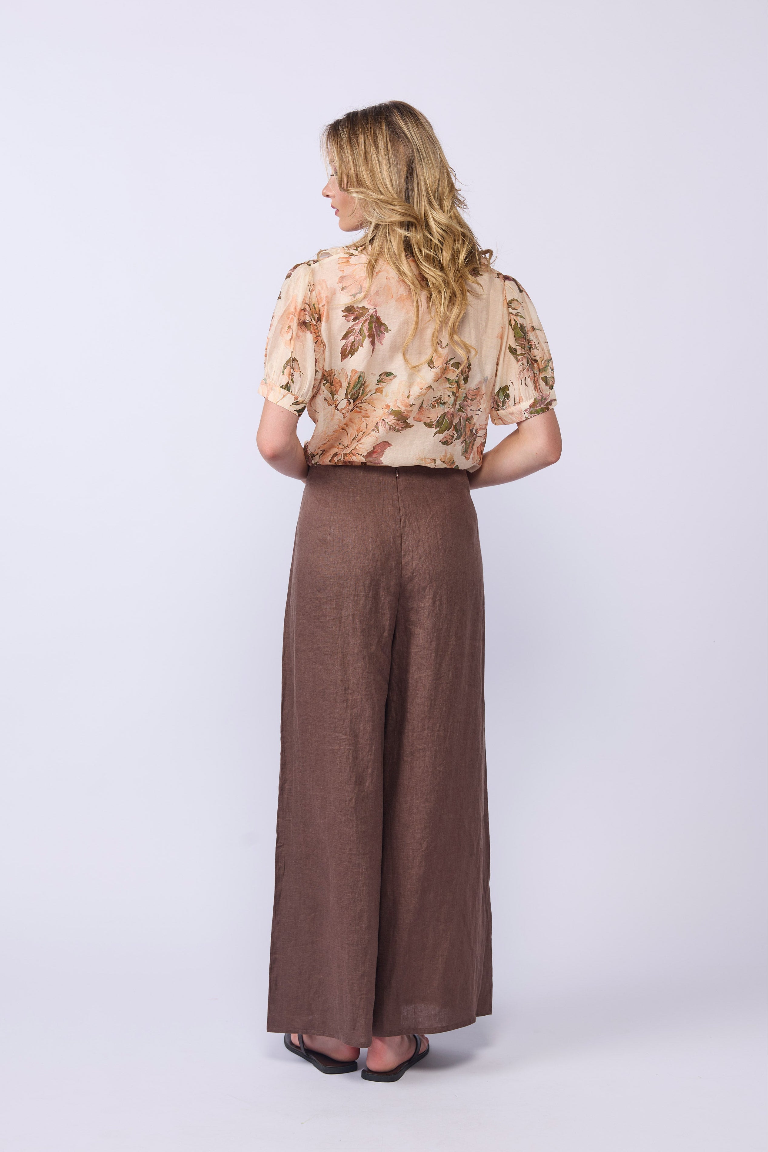 DRAMA WISH BLOUSE RAYON NYLON PINK FLORAL RUFFLE TOP