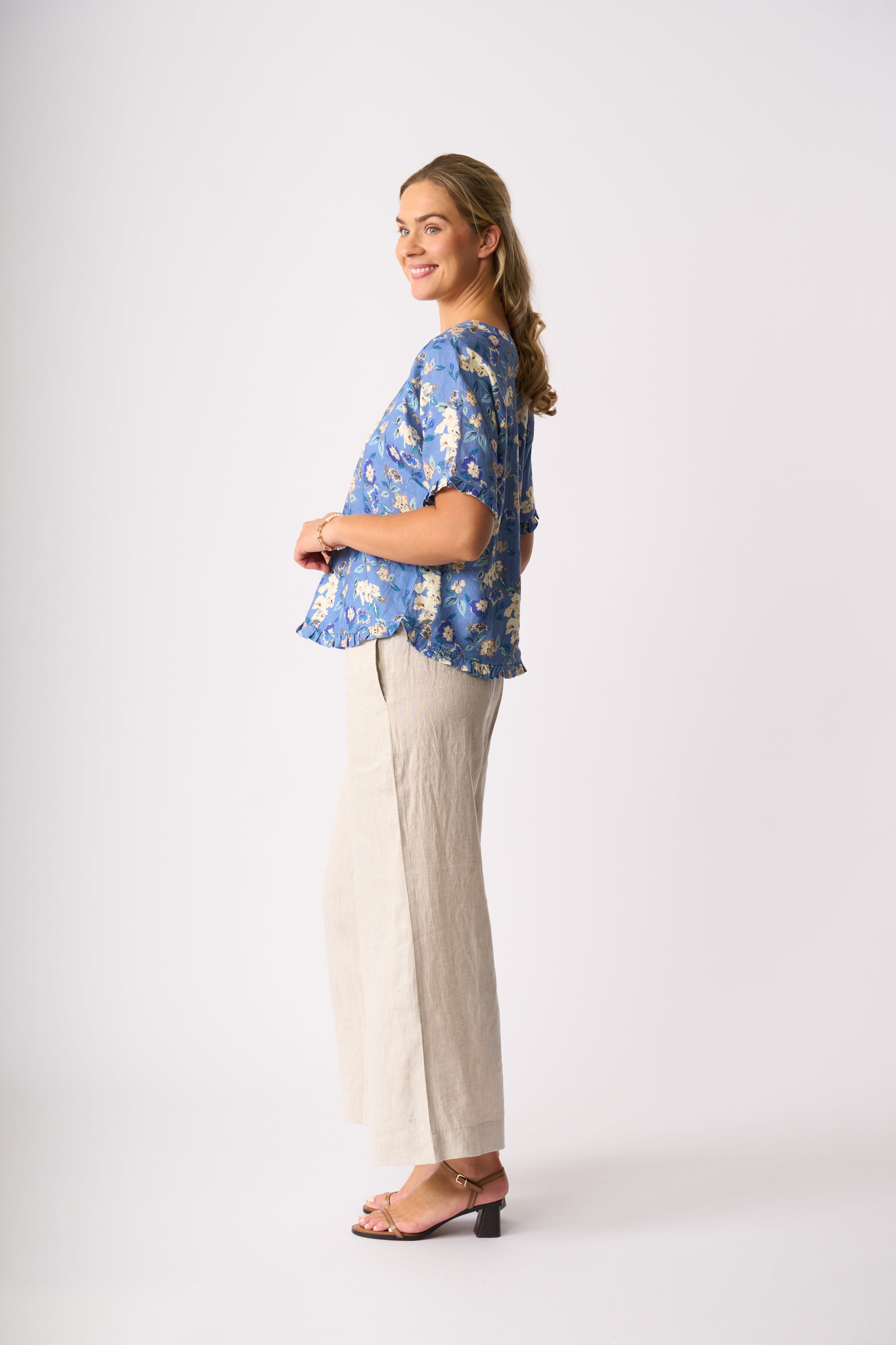 LONGBEACH FOIL PULL TOGETHER PANT BLACK COCO CHOCOLATE BROWN STRING NATURAL LINEN PANT