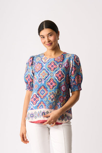 LONGBEACH PREEN SWING OUT TOP LINEN BLUE TOP 