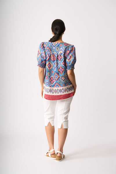 LONGBEACH PREEN SWING OUT TOP LINEN BLUE TOP 