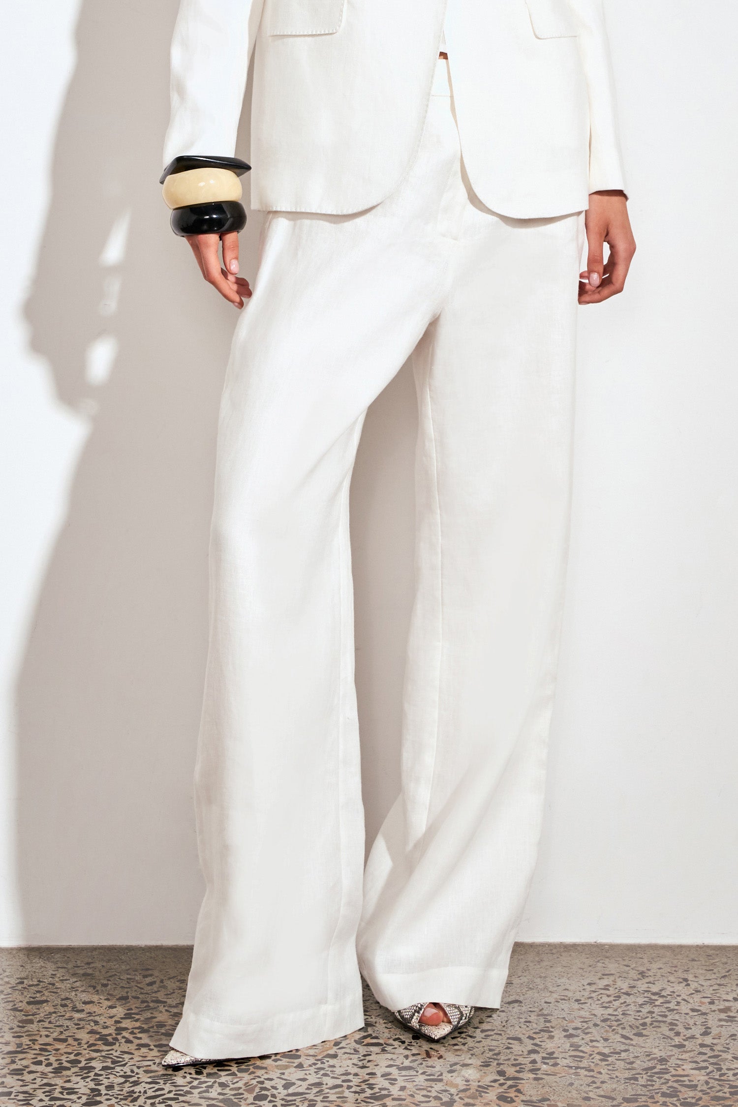 ZOE KRATSMANN EDIT PANT LONG WHITE LINEN PANT WITH WIDE LEG