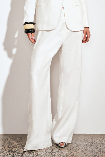ZOE KRATSMANN EDIT PANT LONG WHITE LINEN PANT WITH WIDE LEG