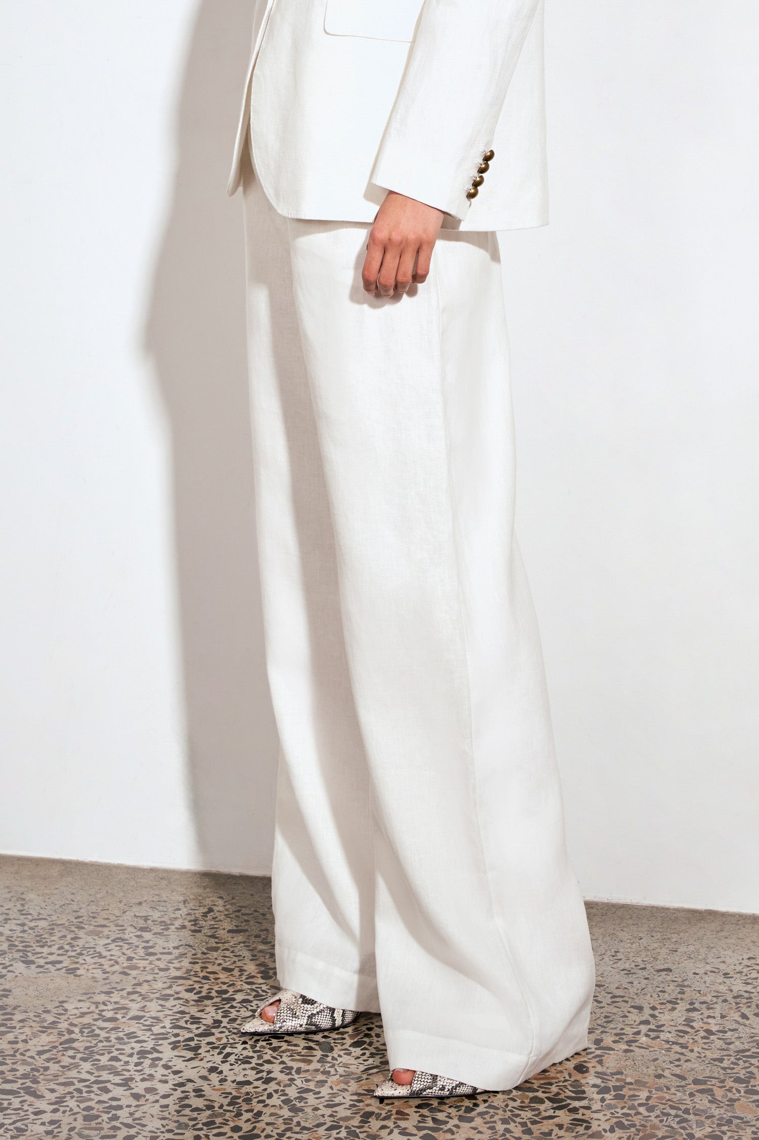 ZOE KRATSMANN EDIT PANT LONG WHITE LINEN PANT WITH WIDE LEG