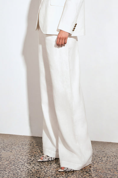 ZOE KRATSMANN EDIT PANT LONG WHITE LINEN PANT WITH WIDE LEG