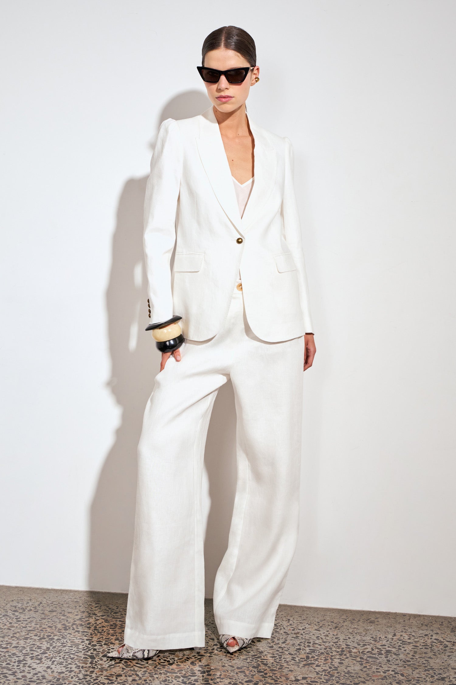 ZOE KRATSMANN EDIT PANT LONG WHITE LINEN PANT WITH WIDE LEG