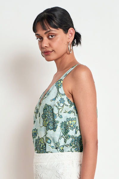 ZOE KRATZMANN TIDAL TOP GREEN FLORAL CAMISOLE
