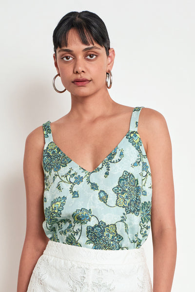 ZOE KRATZMANN TIDAL TOP GREEN FLORAL CAMISOLE