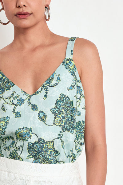 ZOE KRATZMANN TIDAL TOP GREEN FLORAL CAMISOLE