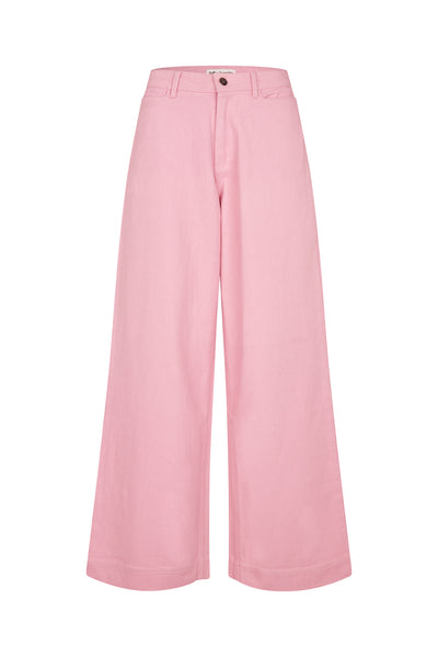 LOLLYS LAUNDRY FLORIDA PANTS PINK DENIM JEAN EMBORIDERY COTTON