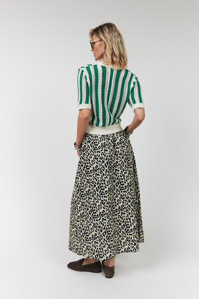 LOLLYS LAUNDRY ISLA MAXI SKIRT ANIMAL PRINT LEOPARD YELLOW COTTON