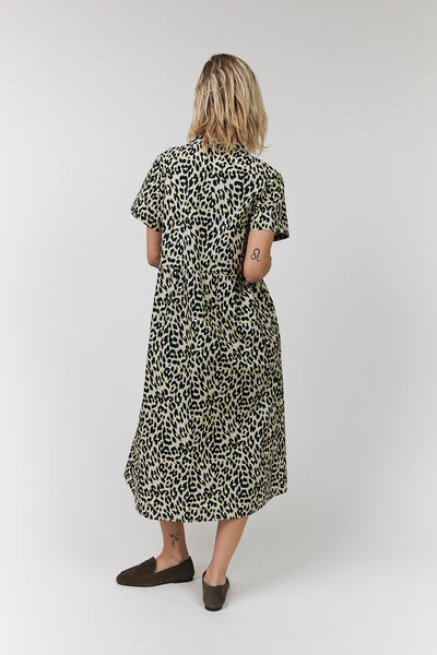 LOLLYS LAUNDRY ALIYA MAXI DRESS ANIMAL PRINT LEOPARD PRINT COTTON YELLOW DRESS