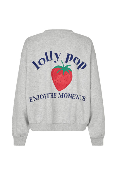 LOLLYS LAUNDRY SYDNEY STRAWBERRY SWEATSHIRT GREY 