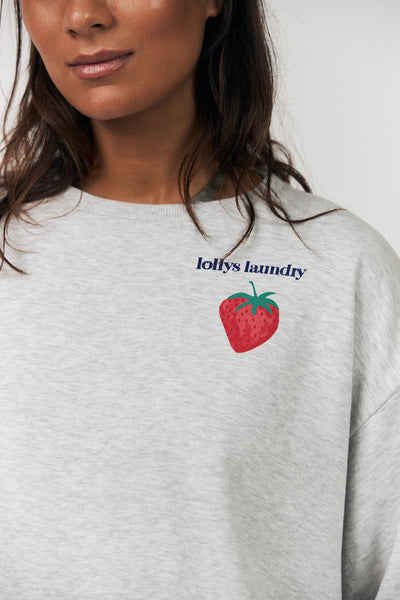LOLLYS LAUNDRY SYDNEY STRAWBERRY SWEATSHIRT GREY 