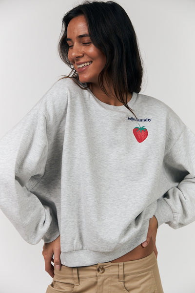 LOLLYS LAUNDRY SYDNEY STRAWBERRY SWEATSHIRT GREY 