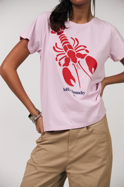 LOLLYS LAUNDRY ROMA LOBSTER TEE COTTON PINK AND RED TOP