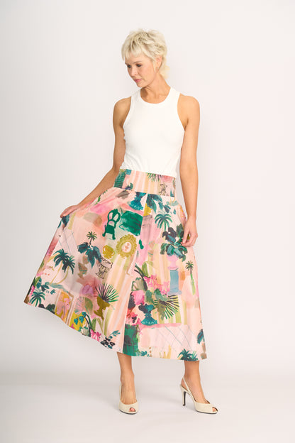SHIRRED WAIST SKIRT