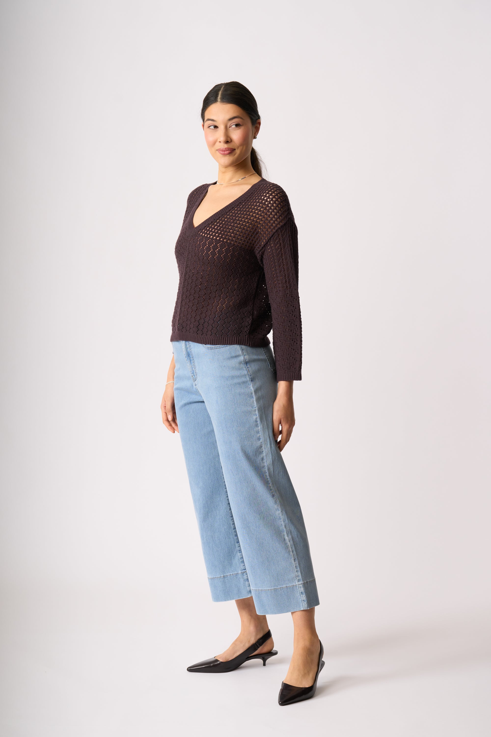 LONGBEACH MEMO JEAN QUEEN CROP JEAN COTTON POLYESTER ELASTANE BLUE WASH STRETCH DENIM PANT