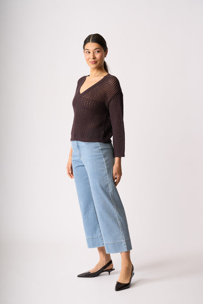 LONGBEACH MEMO JEAN QUEEN CROP JEAN COTTON POLYESTER ELASTANE BLUE WASH STRETCH DENIM PANT