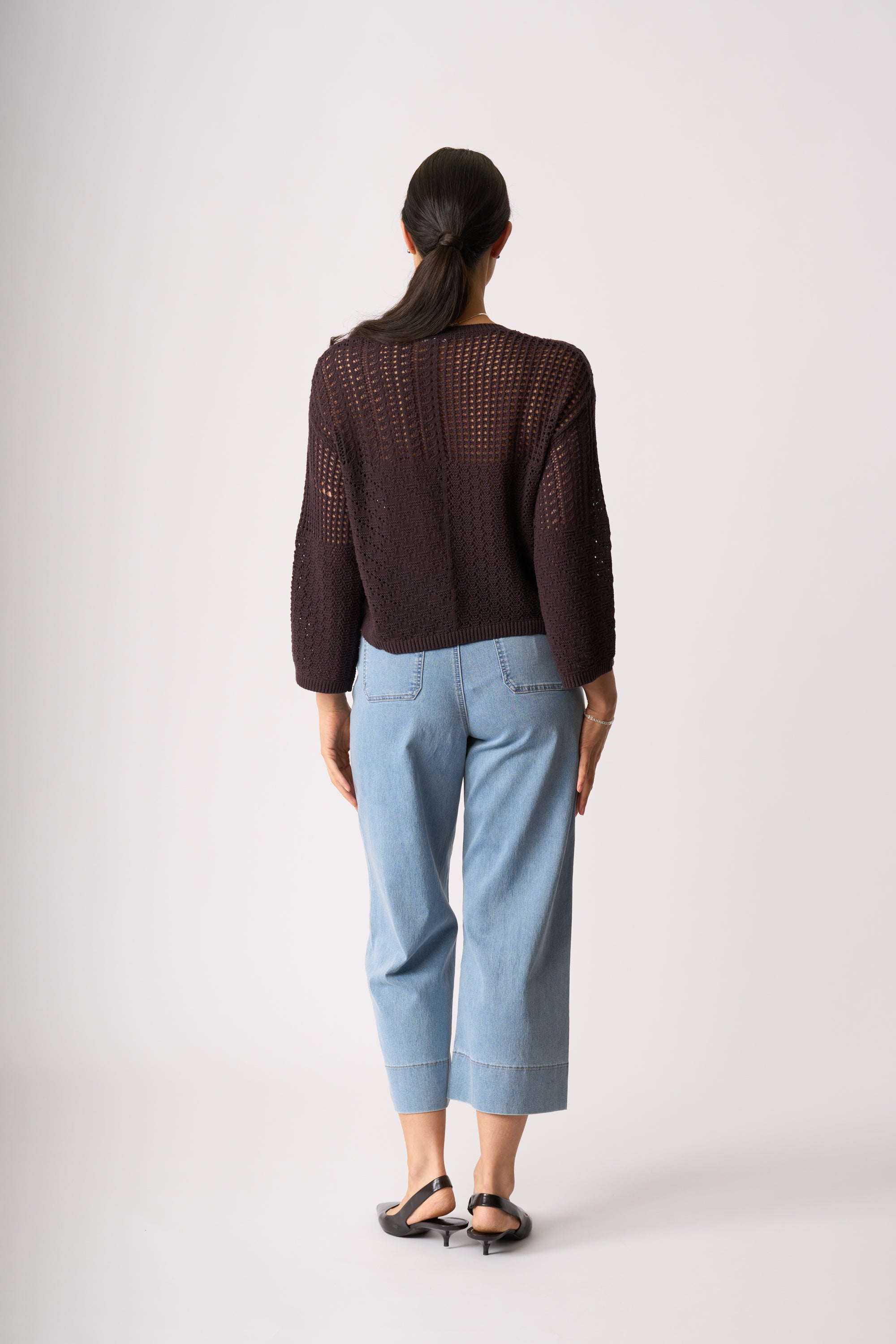 LONGBEACH MEMO JEAN QUEEN CROP JEAN COTTON POLYESTER ELASTANE BLUE WASH STRETCH DENIM PANT