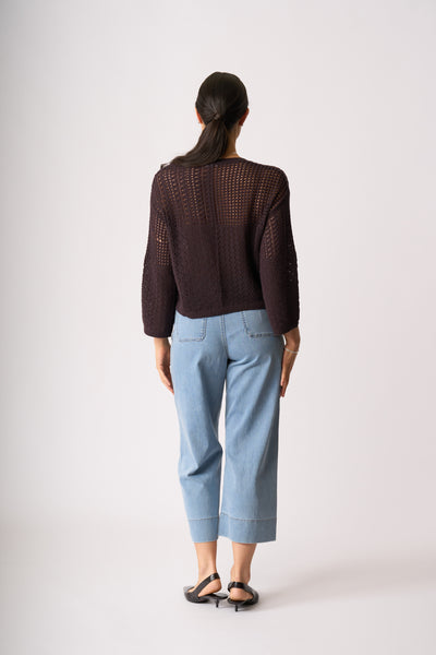 LONGBEACH MEMO JEAN QUEEN CROP JEAN COTTON POLYESTER ELASTANE BLUE WASH STRETCH DENIM PANT