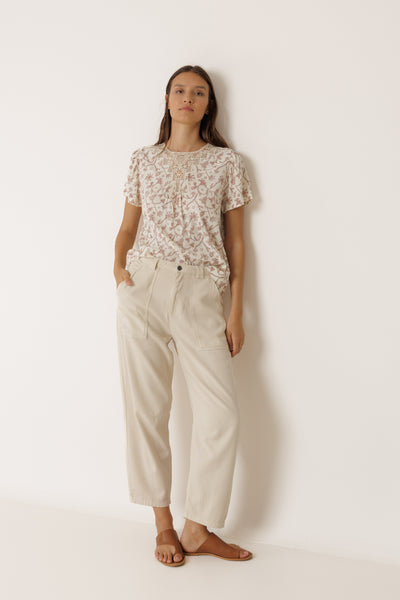 INDI AND COLD LACE TOP VISCOSE FLORAL ECRU FLORAL
