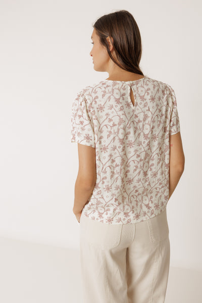 INDI AND COLD LACE TOP VISCOSE FLORAL ECRU FLORAL