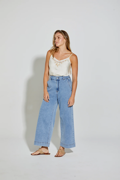 NEW LONDON JEANS ARNOS JEAN BLUE DENIM HIGH RISE STRETCH PANT