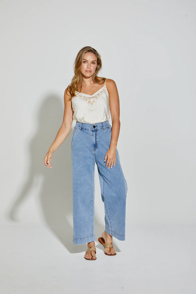 NEW LONDON JEANS ARNOS JEAN BLUE DENIM HIGH RISE STRETCH PANT