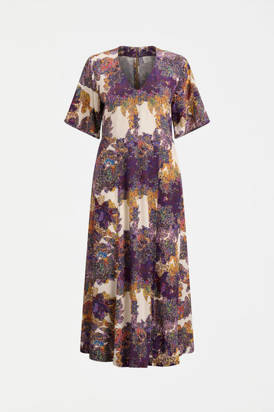 ELK AUBE DRESS LANTIS PRINT COLOURFUL FLORAL PRINT MIDI DRESS