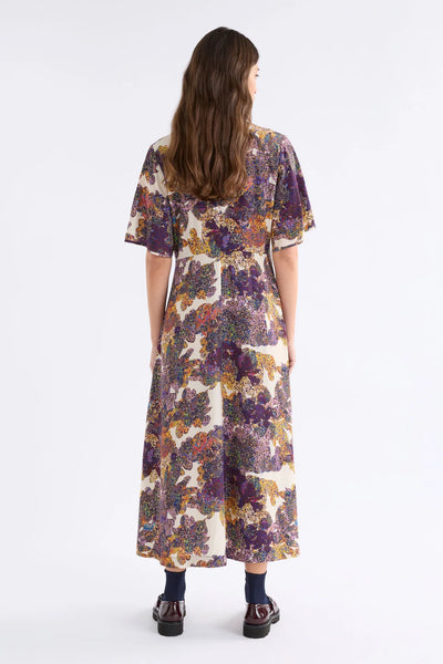 ELK AUBE DRESS LANTIS PRINT COLOURFUL FLORAL PRINT MIDI DRESS