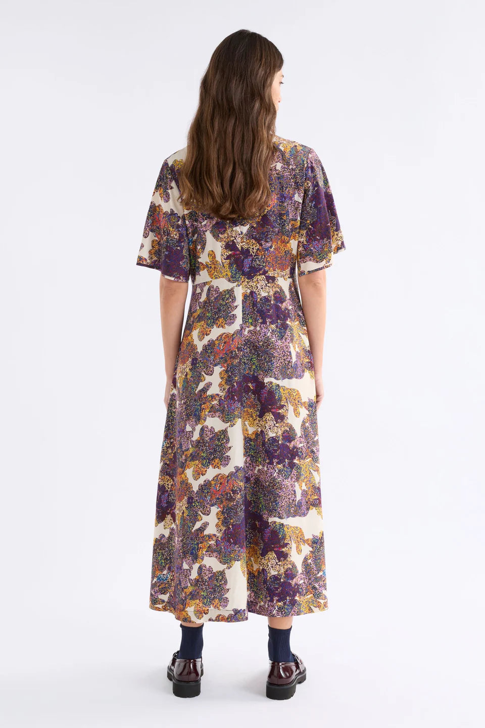ELK AUBE DRESS LANTIS PRINT COLOURFUL FLORAL PRINT MIDI DRESS