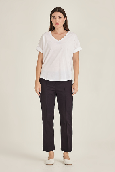 SILLS AUDREY CIGARETTE PANT NAVY RAYON STRETCH PANT