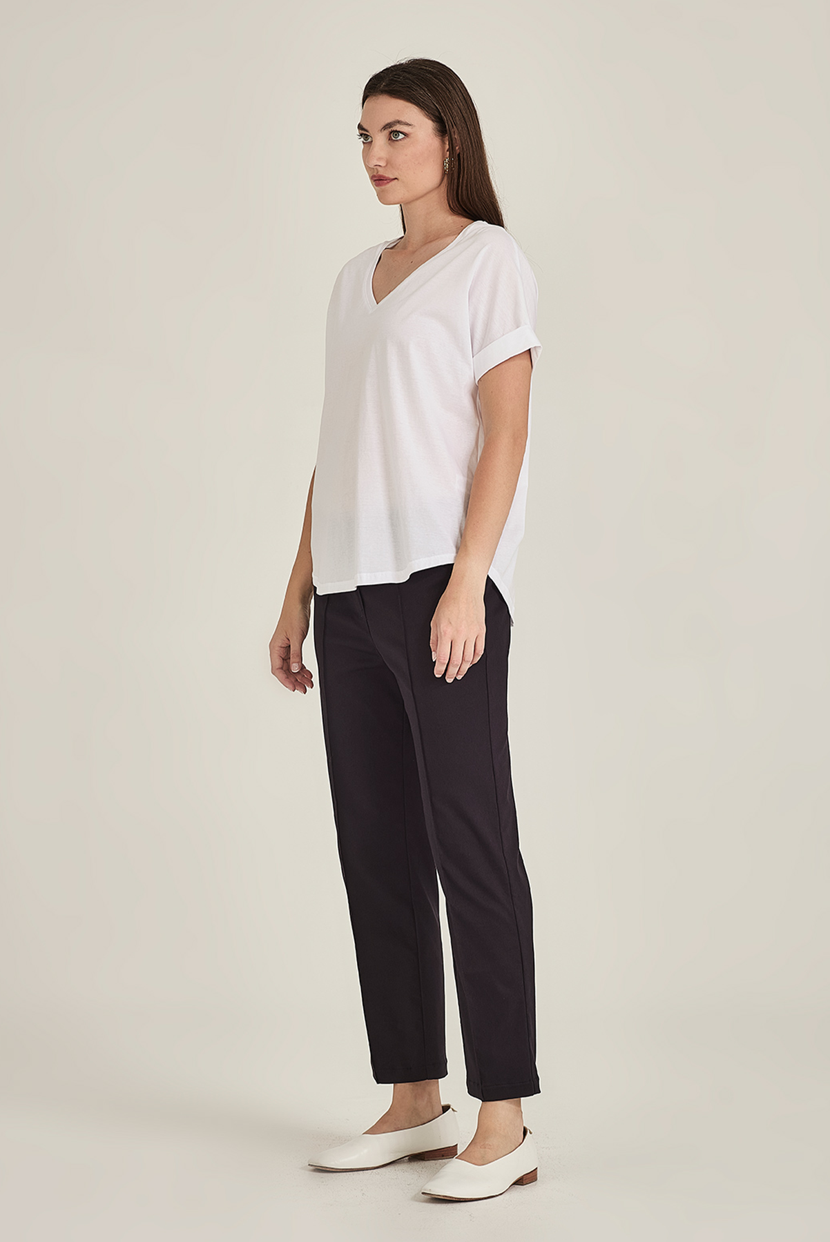 SILLS AUDREY CIGARETTE PANT NAVY RAYON STRETCH PANT
