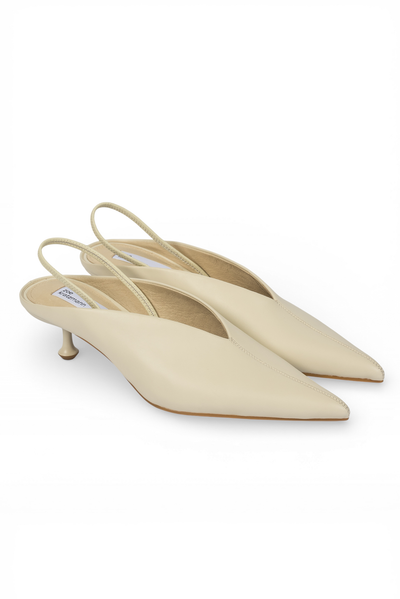 ZOE KRATZMANN AURORA HEEL PARCHMENT LEATHER IVORY 