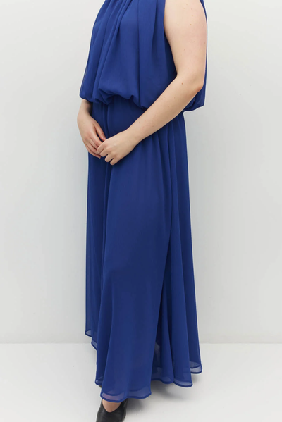 JULIETTE HOGAN ALDEN DRESS POLYESTER COBALT BLUE MAXI GOWN