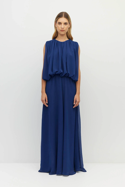 JULIETTE HOGAN ALDEN DRESS POLYESTER COBALT BLUE MAXI GOWN