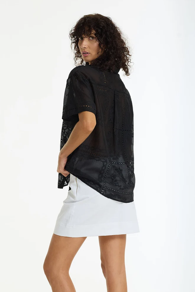 BLAK ALIGN SHIRT VISCOSE EMBROIDERED BLACK TOP