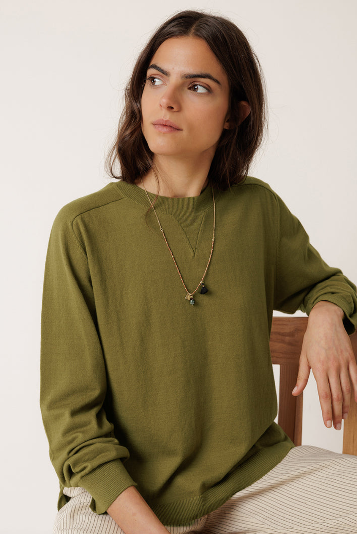 INDI AND COLD BAO KNIT SWEATER COTTON KHAKI