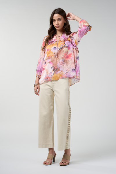 LOOBIES STORY BATIKA BLOUSE VISOSE RAYON PINK FLORAL TOP
