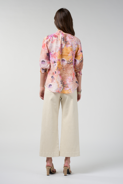 LOOBIES STORY BATIKA SHIRT RAMIE PINK FLROAL BLOUSE