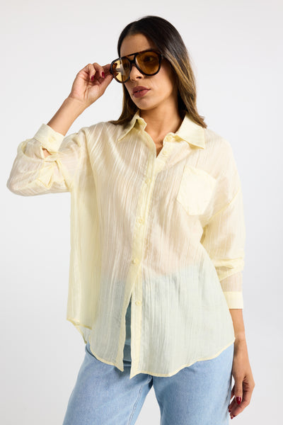 INK BEECH SHIRT PALE BLUE WHITE YELLOW LIGHTWEIGHT SHIRT CASUAL SHIRT BLUE SHIRT SHEER SHIRT COTTON SHIRT BUTTON UP SHIRT