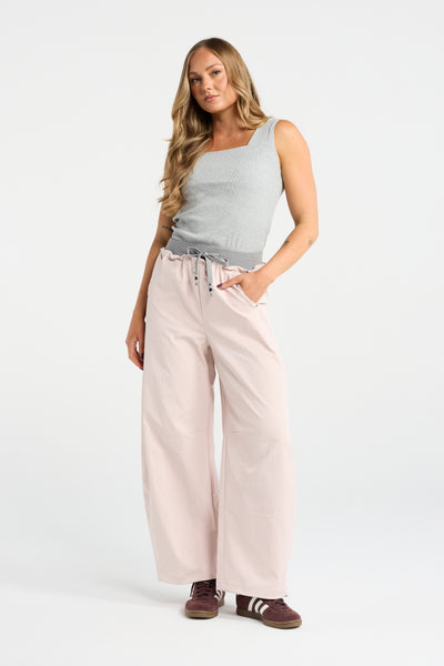 INK BLUSH PANT BLUSH JOGGER CASUAL PANT ELASTIC WAISTBAND PINK PANTS PINK AND GREY DRAWSTRING PANT BARRELL