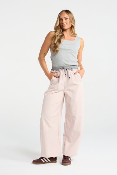 INK BLUSH PANT BLUSH JOGGER CASUAL PANT ELASTIC WAISTBAND PINK PANTS PINK AND GREY DRAWSTRING PANT BARRELL